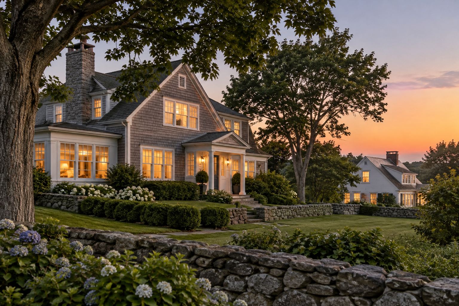 A Westport area home at dusk, illustrative